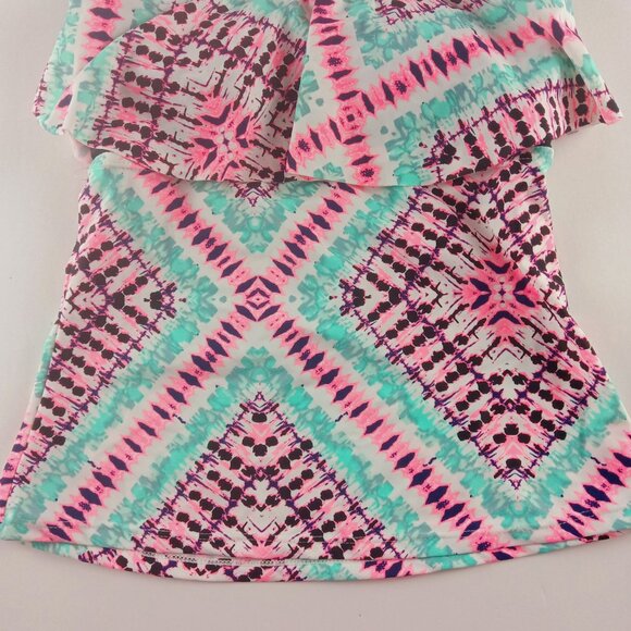 SO Braided Back Flounce Tankini Top Juniors Size Small Destiny Dye Swimsuit - Picture 3 of 7